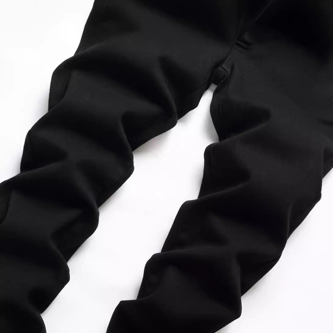 Schwarze, elastische Straight-Jeans für Herren