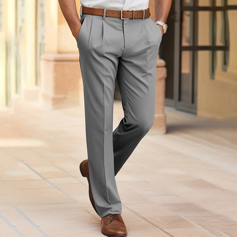 Herren Casual Anzughose Modehose Mittlere Taille Gerade Lange Hose Für Büro Business Formal