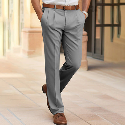 Herren Casual Anzughose Modehose Mittlere Taille Gerade Lange Hose Für Büro Business Formal