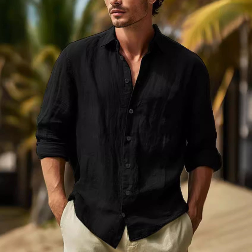Men's Casual Solid Color Plus Size Shirt - ARCHSHOPE