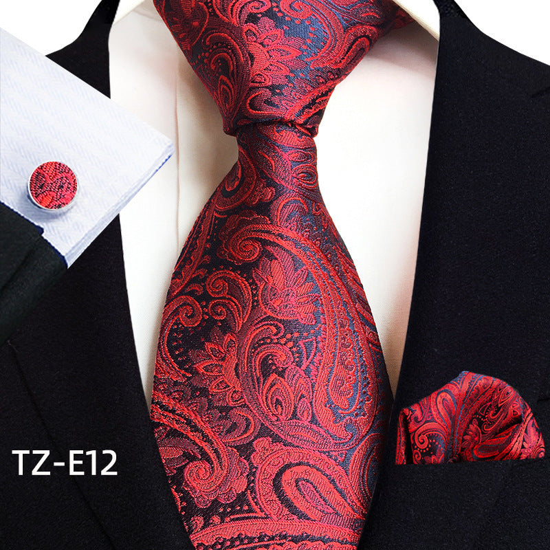 Paisley Tie Square Scarf Pocket Square Cufflinks Three-piece Set - ARCHSHOPE