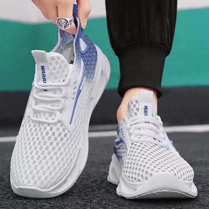 Herren Schnür-Sneakers Mesh Sportschuhe Mode Hohlsohle Low Top Laufschuhe