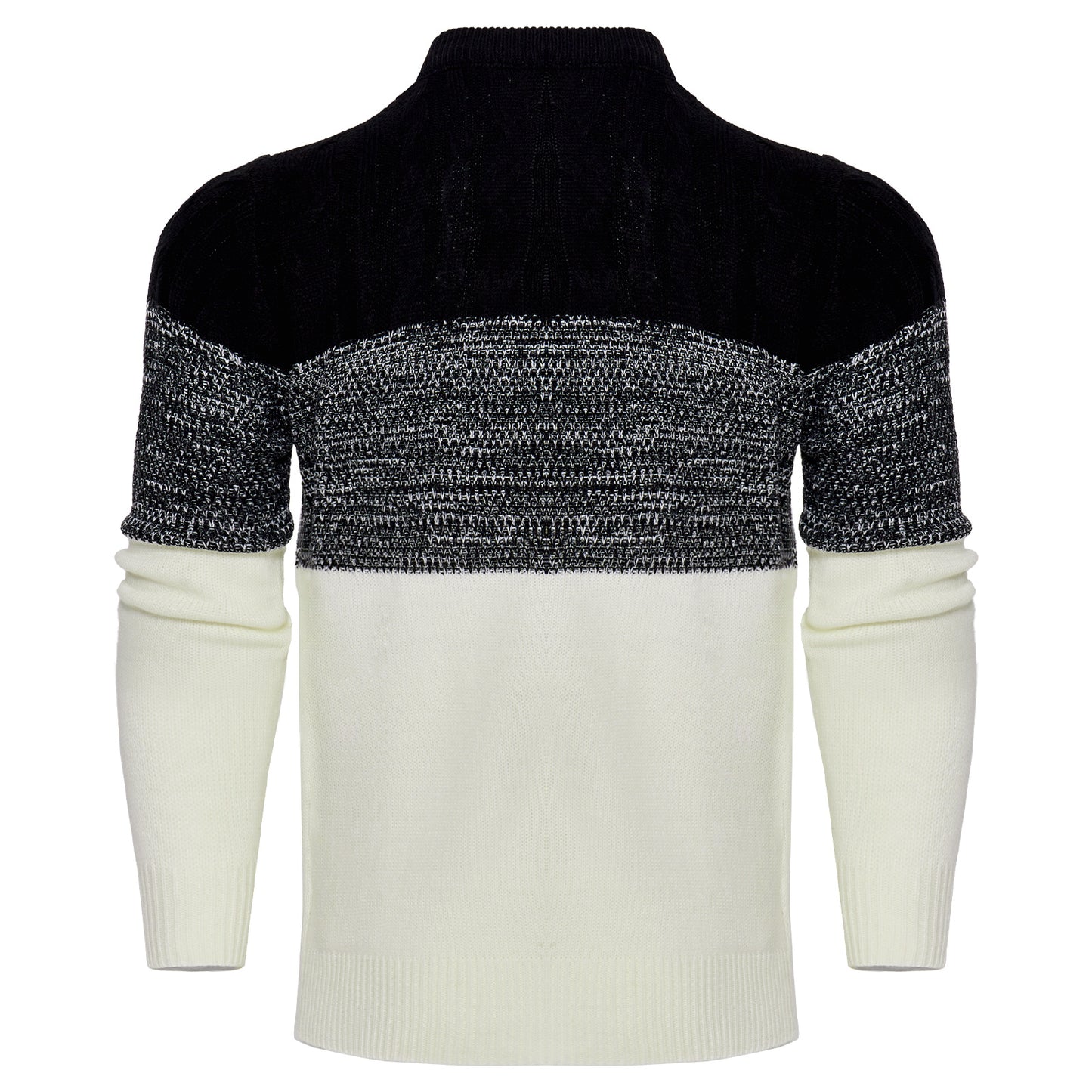 Men's Casual Color Block Long Sleeve Cable Knit Pullover Sweater - ARCHSHOPE