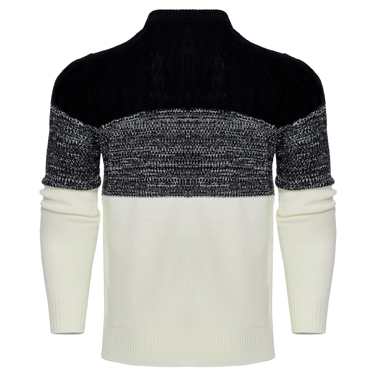 Men's Casual Color Block Long Sleeve Cable Knit Pullover Sweater - ARCHSHOPE