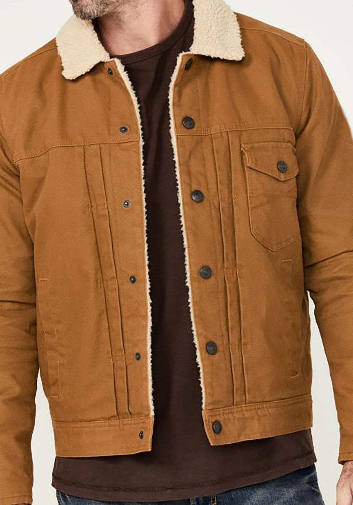 Herren Mantel Fleece Gefüttert Mantel Pelz Kragen Einreihig Multi-tasche
