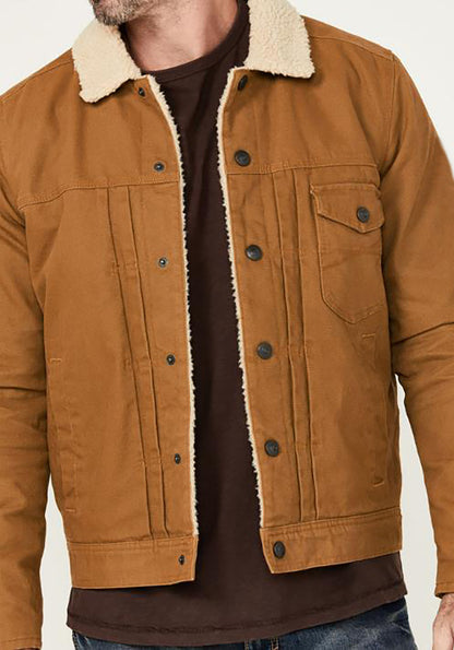 Herren Mantel Fleece Gefüttert Mantel Pelz Kragen Einreihig Multi-tasche