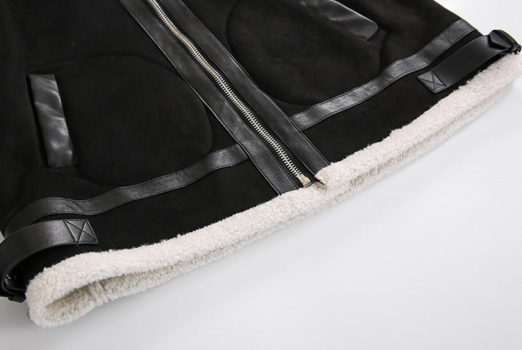 Veste décontractée en laine d'agneau à fermeture éclair pour homme