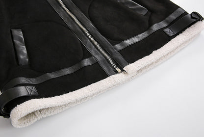 Veste décontractée en laine d'agneau à fermeture éclair pour homme