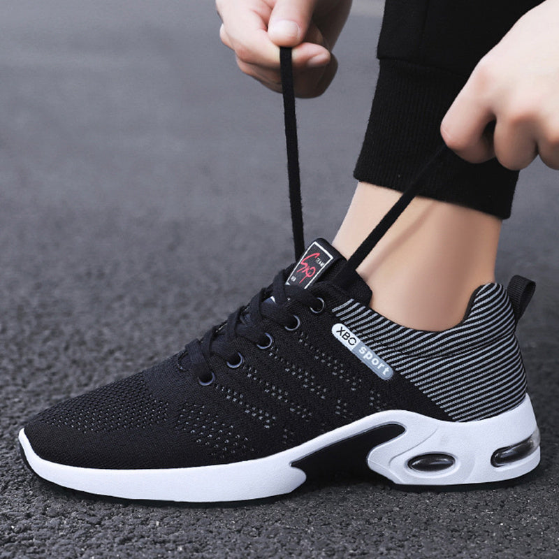 Modische Mesh-Schuhe mit gestreiftem Design für Herren, atmungsaktive Schnür-Sneaker für den Außenbereich, lässige, leichte Laufsportschuhe für Herren