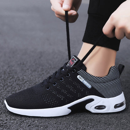 Modische Mesh-Schuhe mit gestreiftem Design für Herren, atmungsaktive Schnür-Sneaker für den Außenbereich, lässige, leichte Laufsportschuhe für Herren