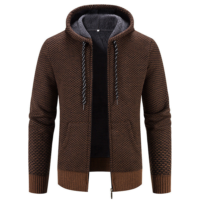 Manteau d'hiver à fermeture éclair, couleur unie, manches longues, cordon de serrage, avec bonnet, garde au chaud, décontracté, épais, en peluche, pull, pour le quotidien