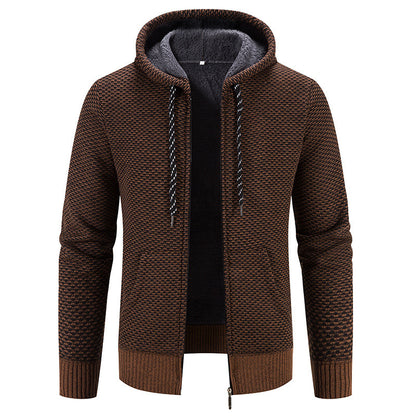 Manteau d'hiver à fermeture éclair, couleur unie, manches longues, cordon de serrage, avec bonnet, garde au chaud, décontracté, épais, en peluche, pull, pour le quotidien
