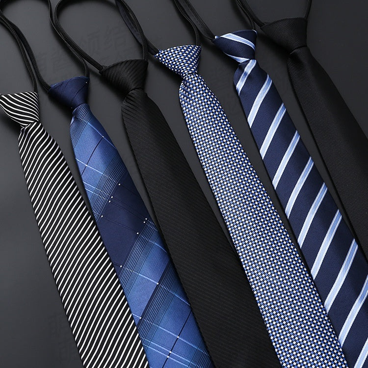 Mens Business Formal Zipper Tie With Blue Stripes - ARCHSHOPE