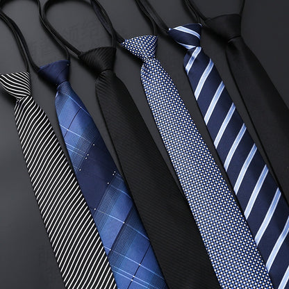 Mens Business Formal Zipper Tie With Blue Stripes - ARCHSHOPE