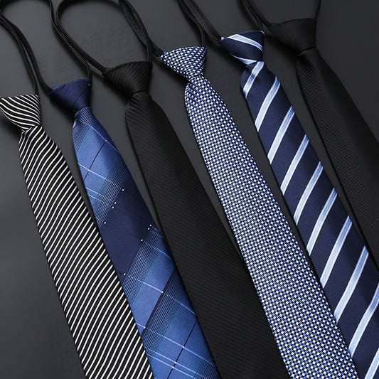 Mens Business Formal Zipper Tie With Blue Stripes - ARCHSHOPE