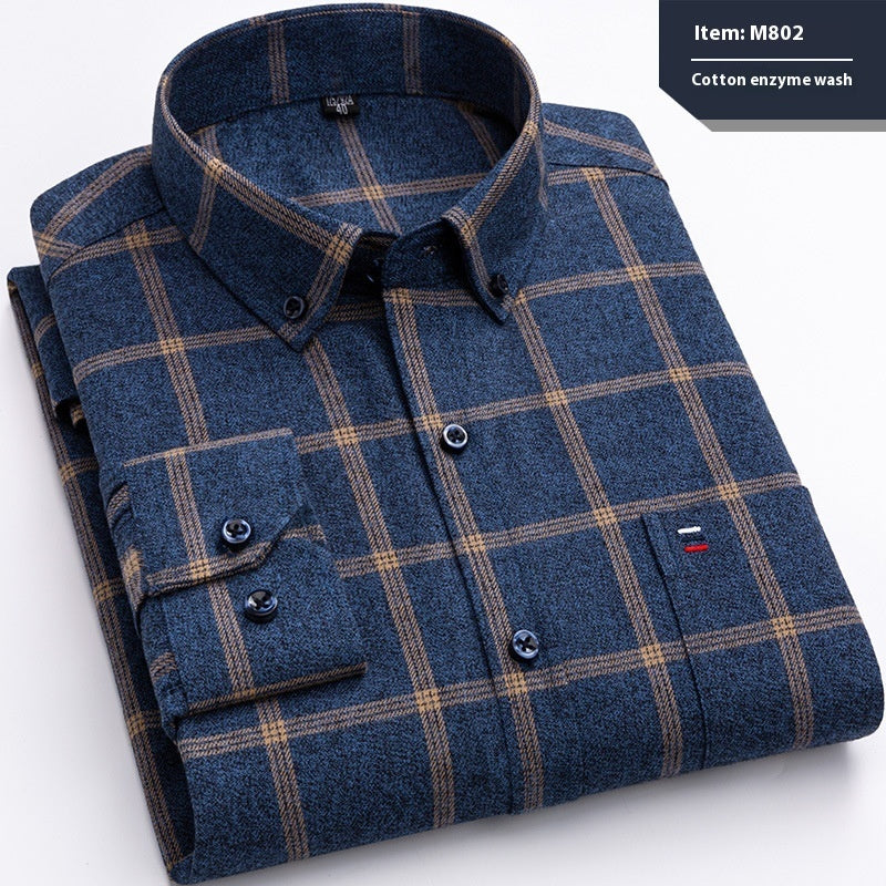 Baumwolle Langarmhemd Karo Business Slim Fit