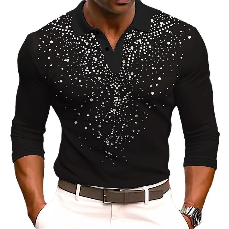 Europäische und amerikanische Herren Casual Printed 3D Polo Shirt Outdoor Freizeit täglich