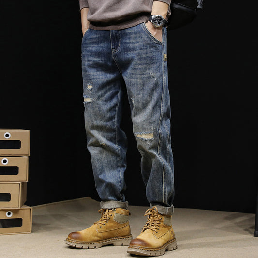 Jean vintage coupe droite et ample grande taille pour homme