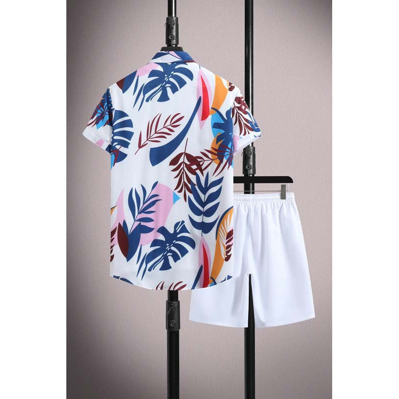 Ensemble chemise et short à manches courtes en soie glacée micro-élastique pour homme