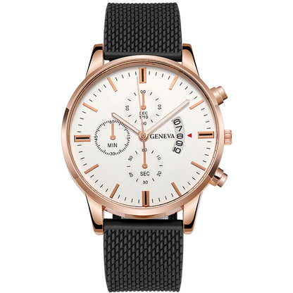 Mens Watch Fake Three-Subdial Six Hands Calendar Casual Fashionable Business Quartz - ARCHSHOPE