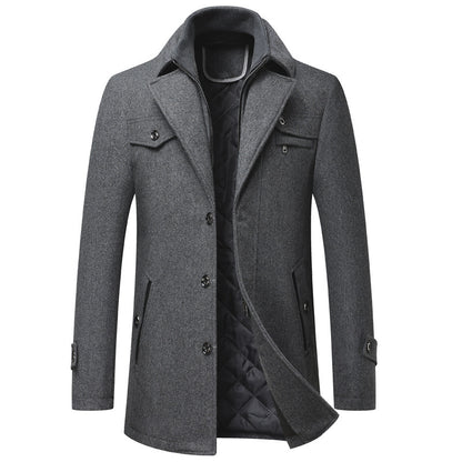 Herren Wollmantel mit dicker Wollmischung