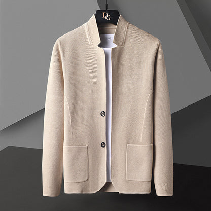 Strickjacke mit Taschen und Stehkragen für Herren