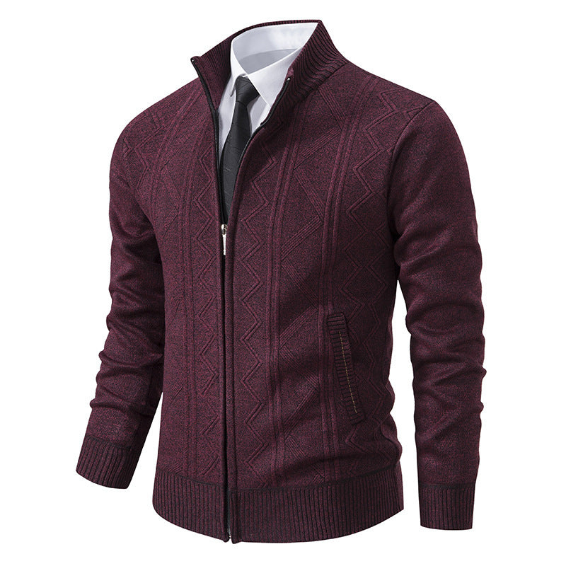Herbst Winter Männer Wollpullover Herren Strickjacke Mantel Stehkragen