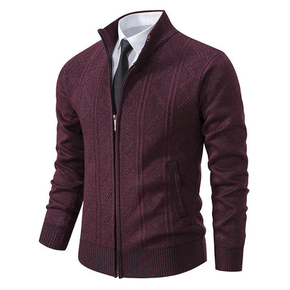 Herbst Winter Männer Wollpullover Herren Strickjacke Mantel Stehkragen
