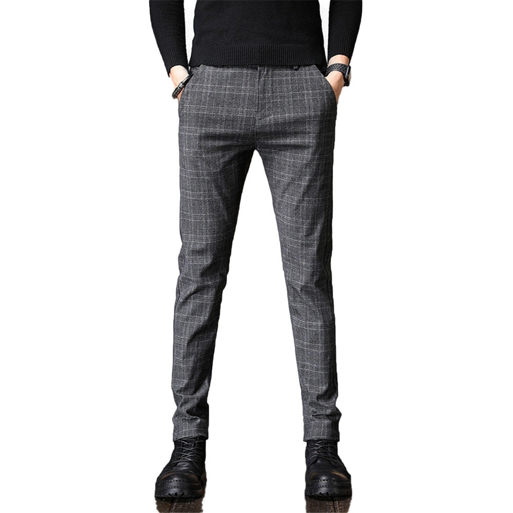2023 Plaid, gebürstet Casual Hosen Männer Slim Fit herren Hosen Fleece-gefüttert Dicken Stil Koreanische Winter Anzug Hosen Männer Ein Stück Dropshipping