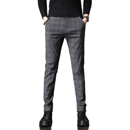 2023 Plaid, gebürstet Casual Hosen Männer Slim Fit herren Hosen Fleece-gefüttert Dicken Stil Koreanische Winter Anzug Hosen Männer Ein Stück Dropshipping