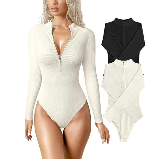 Fashion Long Sleeve Zipper Jumpsuit Seamless Slimming Shapewear For Women Romper - ARCHSHOPE
