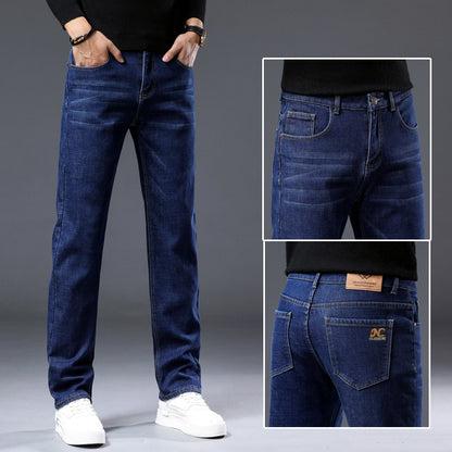 Winter Fleece-gefütterte dicke Jeans Herren Plus Size Loose Straight Casual Hose