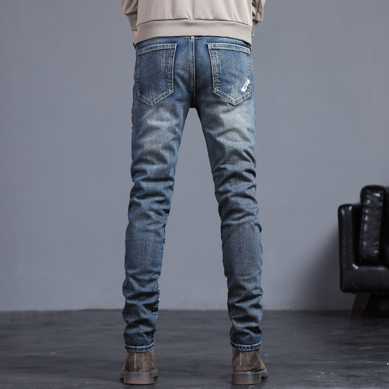 Jugend Retro bestickte Jeanshose