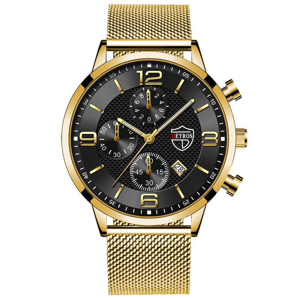 Men's Calendar Watch Business Stainless Steel Luminous Quartz Wrist Watch - ARCHSHOPE