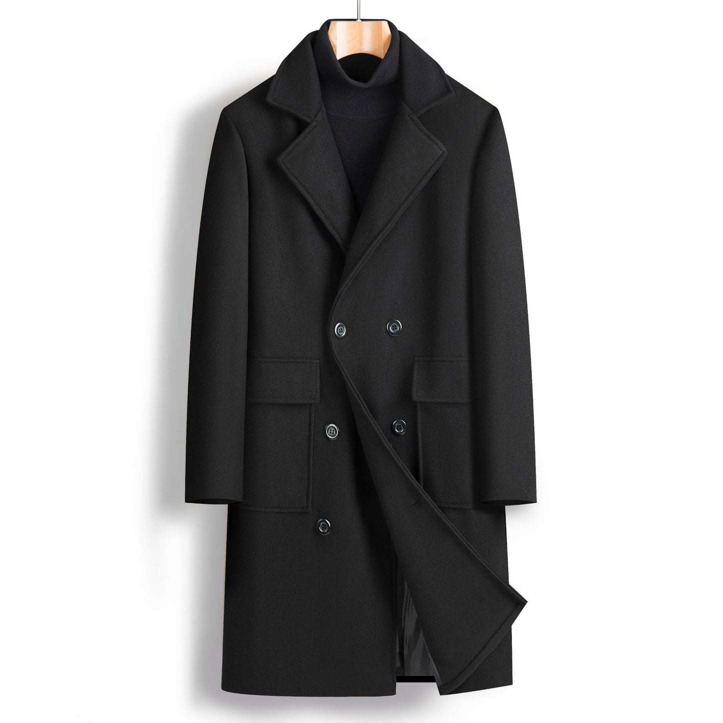 Manteau mi-long croisé pour homme automne-hiver
