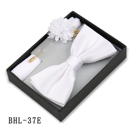 Mens Bow Tie, Pocket Square, And Brooch Gift Set - ARCHSHOPE