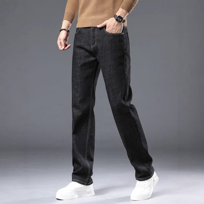 Winter Fleece-gefütterte dicke Jeans Herren Plus Size Loose Straight Casual Hose