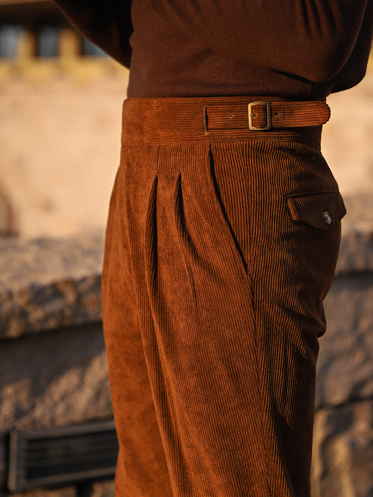 Retro Cordhose für Herren mit hoher Taille