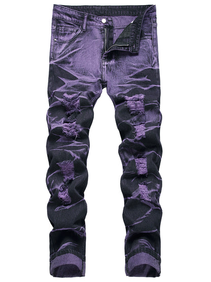 Pantalon en jean déchiré violet et noir