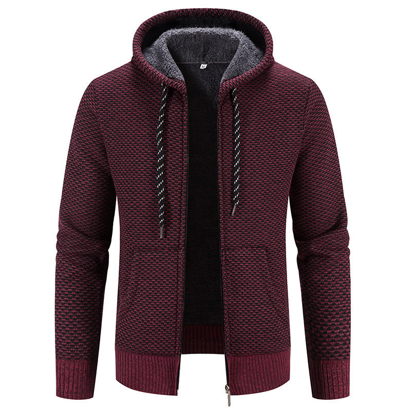 Manteau d'hiver à fermeture éclair, couleur unie, manches longues, cordon de serrage, avec bonnet, garde au chaud, décontracté, épais, en peluche, pull, pour le quotidien