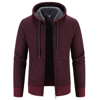 Manteau d'hiver à fermeture éclair, couleur unie, manches longues, cordon de serrage, avec bonnet, garde au chaud, décontracté, épais, en peluche, pull, pour le quotidien