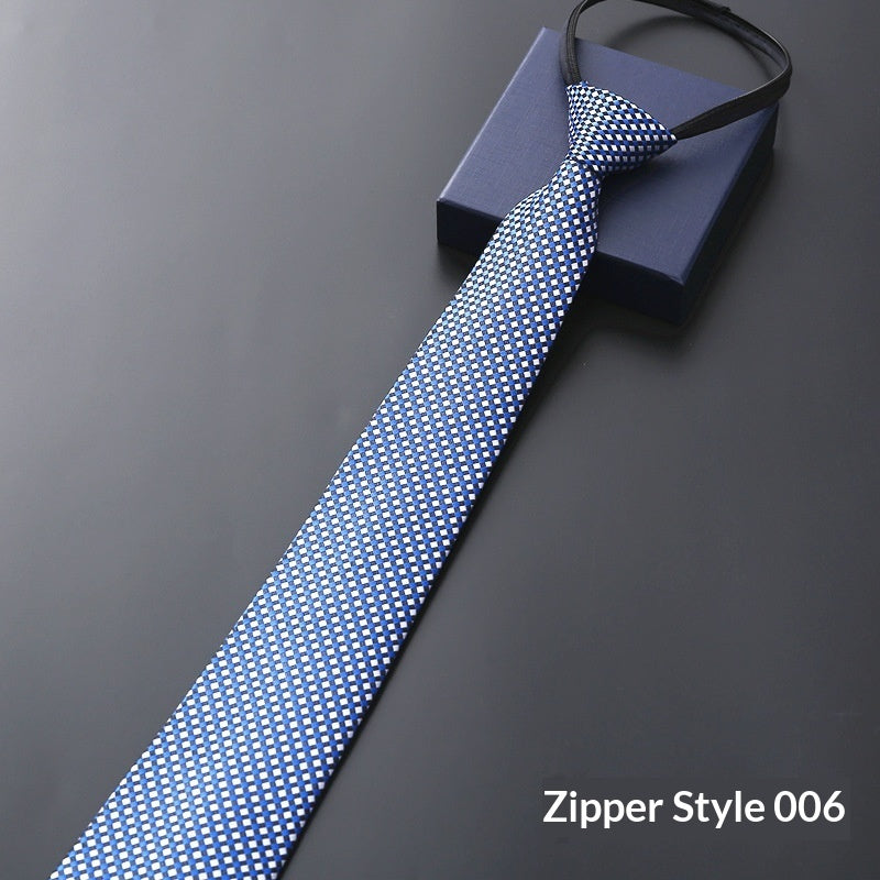 Mens Business Formal Zipper Tie With Blue Stripes - ARCHSHOPE