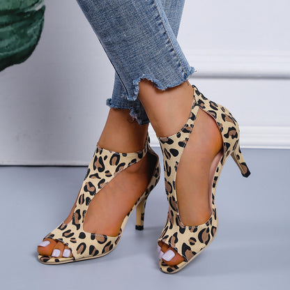 High Heel Peep Toe Sandals Women Back Zipper Outdoor Summer Shoes - ARCHSHOPE