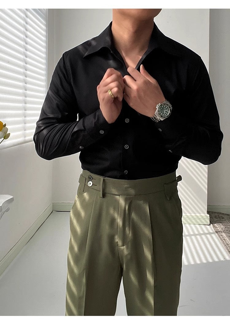 Frühling Italienisches Einteiliges Kragenhemd Casual Business
