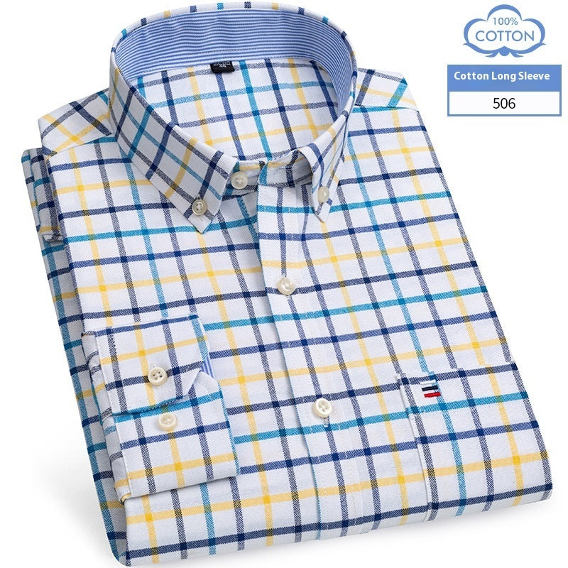 Chemise en coton à manches longues pour homme, coupe slim, style business décontracté