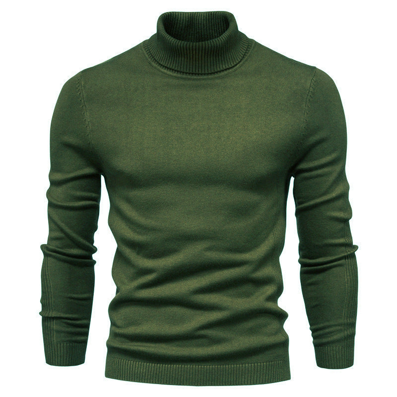 Men's Solid Color Slim Pullover Turtleneck Sweater Winter Casual Tops Clothing - ARCHSHOPE