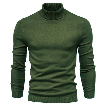 Men's Solid Color Slim Pullover Turtleneck Sweater Winter Casual Tops Clothing - ARCHSHOPE