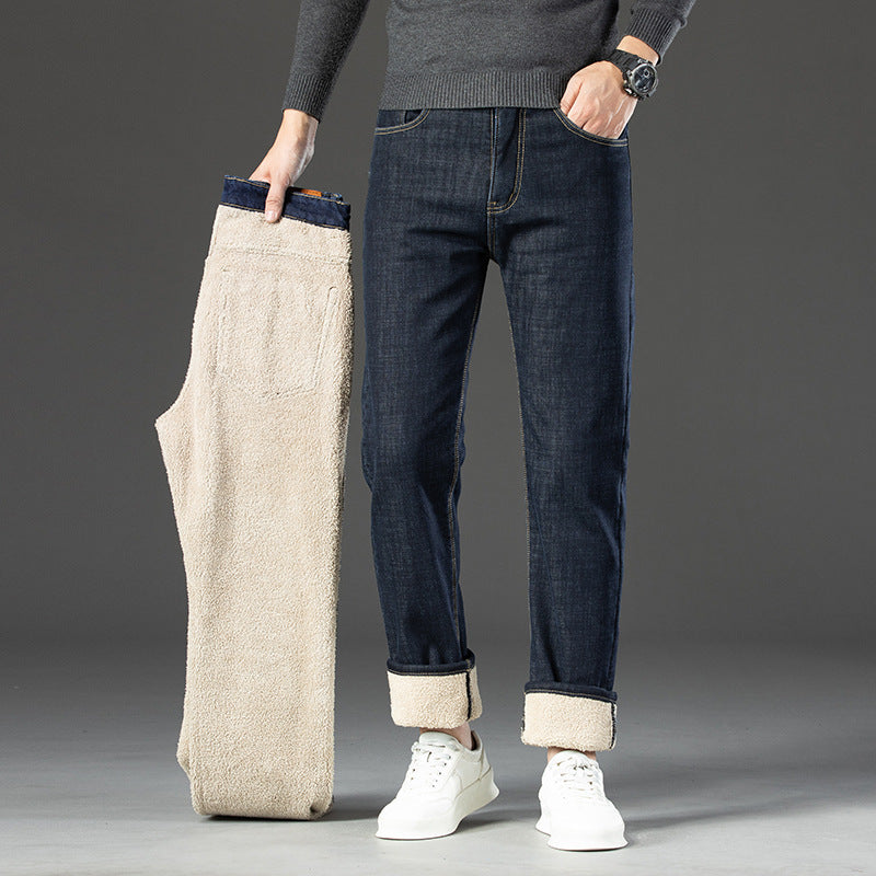 Mit Fleece gefütterte, gepolsterte, warmhaltende Jeans für Herren