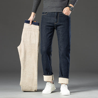 Mit Fleece gefütterte, gepolsterte, warmhaltende Jeans für Herren