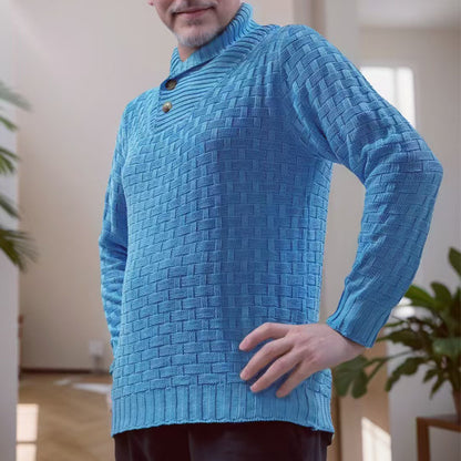 Men's Slim Turtleneck Sweater With Button Design Fashion Casual Solid Color Pullover Top Clothing - ARCHSHOPE